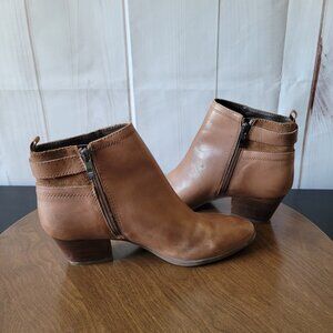 Franco Sarto Women’s Heel Booties, Sz 8M, Tan, Leather, Western/Cowgirl/Boho